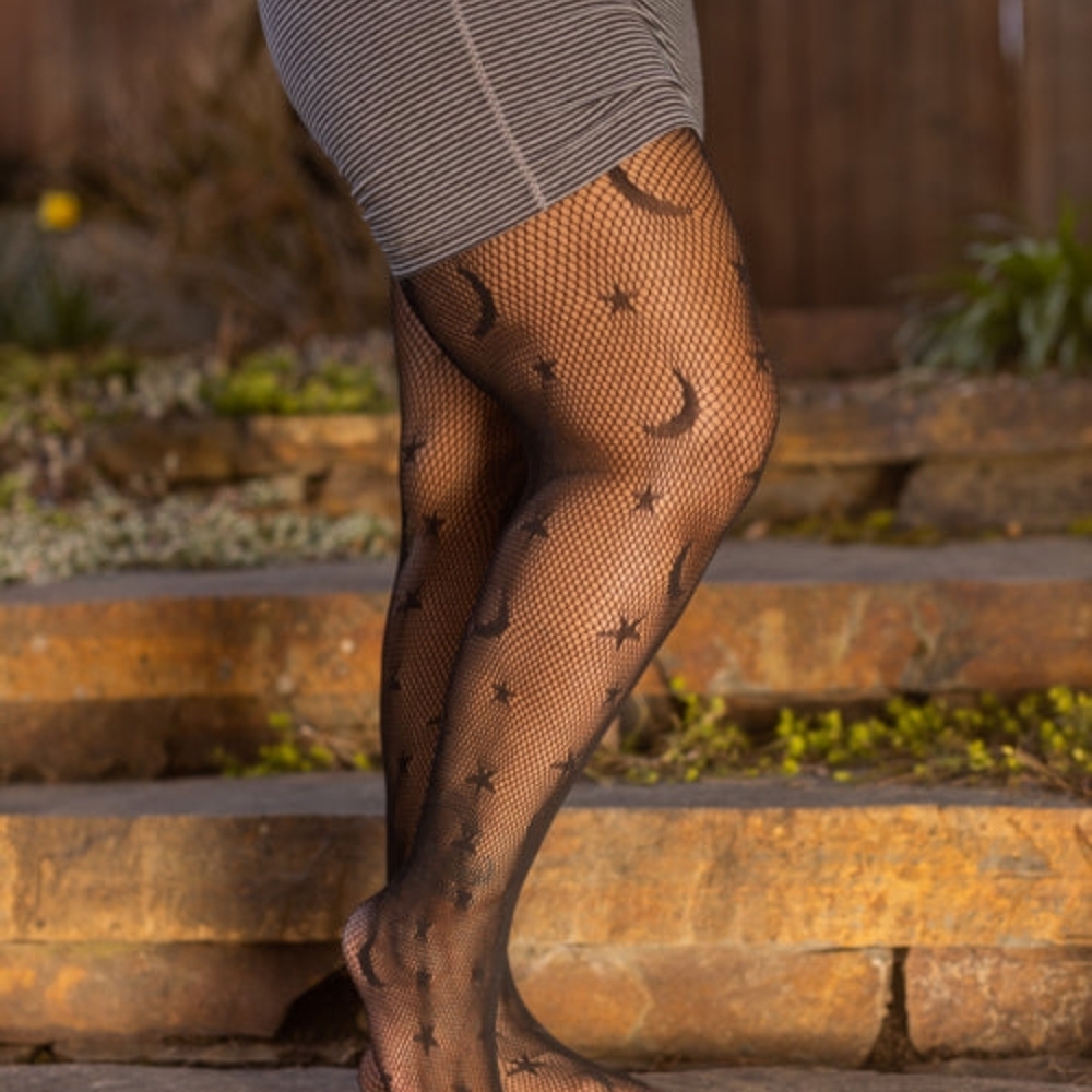 Sock Dreams Celestial Moon and Star Fishnet Tights - Picture 10 of 13